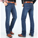 WIAOFELLAS  -  Extra Long Pants 117CM Tall Men 195CM Plus Size 42 44 46 Classic Blue Stretched High Waisted Elastic Trousers Denim Slim Jeans