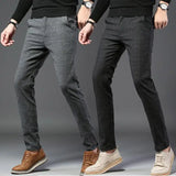 WIAOFELLAS  -  Plus Size 28-38 Men Chinos Pants Spring Summer Autumn  Casual   Slim Straight Business Work Long Pants Black Dark Blue Gray