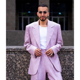 WIAOFELLAS  -  Loose Casual Single Breasted Men's Suit 2 Pieces Peak Lapel Set Daily Fashion Male（Blazer+Pants）