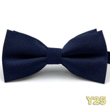 Wiaofellas  -  Navy Solid Handmade Classic Extra Long Mens Tie Set Silk Handkerchief Silk Skinny Business Wedding Bow Tie Pre-Tied