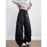 Wiaofellas  -  Men's Loose Fit Casual Pants 2026 M-5XL Plain Color Wide Leg Comfortable Blend Urban Streetwear Daily Wear Black White
