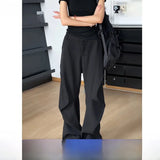 WIAOFELLAS  -  Bla Pleated Wide Leg Men's Pants Autumn American Vibe Sle Cleanfit Drapey Knife  Casual Trousers for Men