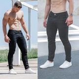 WIAOFELLAS  -  Plus Size S-3XL Men Jeans Spring Autumn Classic Fashion Casual Slim Skinny Elastic Stretch Long Denim Pencil Pants Black Blue