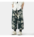 WIAOFELLAS  -  Retro Floral Pattern Harlan Pants Summer Thin Casual Pants for Men Asian Style Large Size Baggy Trousers