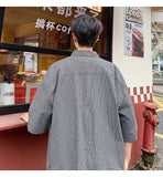 WIAOFELLAS  -  Trendy Men's Plaid Spliced Pocket Short Sleeve Loose Shirts Fashion Summer Lapel Single-breasted Blouses Male