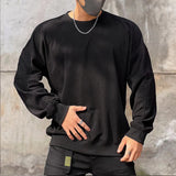 WIAOFELLAS  -  Trend Solid Men's Sweatshirts Fashion Spring Autumn Long Sleeve Round Neck Hoodie Pullover Streetwear Fashion Casual Loose Tops