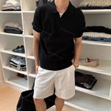 Wiaofellas  -  Summer Old Money Style Ice Silk Knit Polo Shirt Men Seagull Collar Thin Breathable Short Sleeve Casual T shirt