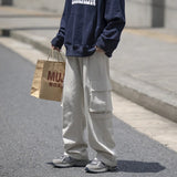 Wiaofellas leg Large widePocket Cargo Pants Men Khaki Cargo Trousers Neutral Vintage Loose Casual Autumn Japanese Streetwear Hip Hop