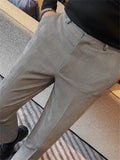 WIAOFELLAS  -  Autumn Winter New Men's Suit Pants Korean Plaid Business Formal Casual Dress Pants Wedding Party Office Social Trousers