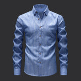 WIAOFELLAS  -  Fashionable Men's Linen Long-sleeved Shirt Gold Thread Gold Linen Striped Retro Casual Loose Cardigan