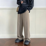 WIAOFELLAS -  Men's Silk Fabric Brown/black/khaki Color Trousers Social Formal Suit Pants Business Design Cotton 3 Color Casual Pants