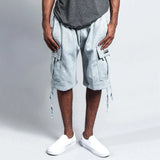 WIAOFELLAS  -  Streetwear Vintage Cargo Shorts Mens Fashion Lace-up Patches Pockets Straight Short Pant For Men Summer Casual Drawstring Shorts