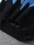 WIAOFELLAS  -  New Popular Fire Pattern Pullover Ripped Sweater Casual Round Neck Knitted Men's Gift Pullover