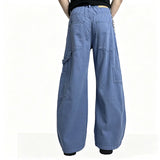 Wiaofellas  -  Vintage Carpenter Cargo Pants Multi Pockets Stitch Detail Loose Wide Straight Leg Baggy Trousers Y2K Streetwear Couple Bottoms
