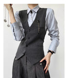 WIAOFELLAS  -  High-end Black Gray Suit Vest Fashion Men Women Same Neutral Style Slim Business Casual Blazer Vest Urban Streetwear