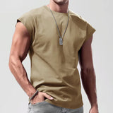 Wiaofellas  -  Loose Casual Sleeveless Vest Men's Summer New Style Thin Pure Color Tank Top Sports Style Polyester Fiber Straight Hem Design