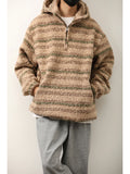 WIAOFELLAS  -  Autumn Winter Hooded Sweaters for Men Japanese Trendy Loose Casual Thickened Striped Pullover Harajukuhigh Street Long Sleeved