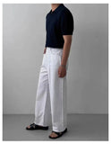 Wiaofellas  -  New Summer Men's Fashion Hollow Out Polo Shirt Casual Solid Color Half Sleeve High Quality Knitted T Shirt Loose Trendy Top