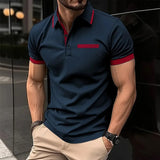 WIAOFELLAS  -  Summer Men's Short sleeve Polo Shirts Fashion Business Casual Polos Man Patchwork Turn Down Collar Sports Tees Tops Streetwear