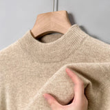 WIAOFELLAS  -  Half High Collar Sweater Men Autumn Winter Thicker Warm Casual Minimalist Ulzzang Basic Clothing Pullovers All-match Tender Chic