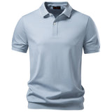 Wiaofellas  -  Men Fashion Solid Color Golf Polo Shirt Short Sleeve Fitness T-shirts Business Casual Premium Daily Outdoors Breathable Tops
