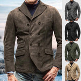 WIAOFELLAS  -  Mens Clothing Autumn And Winter New Fashion Retro Casual Jacket Solid Color Double-Breasted Windproof Lapel Y2k Jacket Men