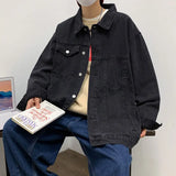 WIAOFELLAS  -  Denim Jacket Men's High Street Trendy Brand Loose Workwea Casual Versatile Lapel Couple Tops