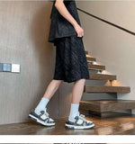WIAOFELLAS  -  Fashion New Men's Letter Print Tie Dye Drawstring Design Shorts Trendy Summer High-waisted Loose Short Pants Male