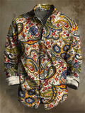 Wiaofellas  -  New retro Irish style harp clover 3D printed men's long sleeved shirt made of vintage casual shirt clothing