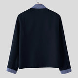 WIAOFELLAS  -  Men Jackets Patchwork Lapel Long Sleeve Button Casual Coats Men Streetwear Korean Style Fashion Male Jackets S-5XL