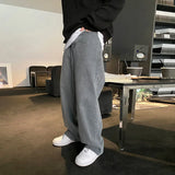WIAOFELLAS  -  Autumn Winter New Fashion Men's Casual Trendy Loose Wide Leg Denim Trousers Male Black Grey Korean Style Jeans Pants Clothes