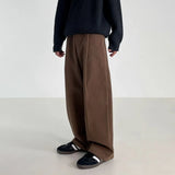WIAOFELLAS  -  Autumn Winter Men's Cotton Wide Leg Floor Suit Pants Korean Casual Loose Straight  Thicken Full Length Trousers Male Keep Warm