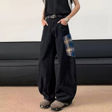 WIAOFELLAS  -  Plaid Design Patchwork Men's Trousers Pocket Contrast Color Machete Pants Straight Casual Wide Leg Male Bottom New