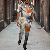 WIAOFELLAS  -  Short Sleeve Shirt Button Tops+Trousers Men 2Pcs Set Suit 3D Chic Harajuku Vintage Printing Summer Hawaii Beach Cardigan Outfits