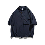 Wiaofellas  -  New Summer Men's Japanese Harajuku Style Cargo Polo Shirt Loose Short Sleeve Casual Shirt Lightweight Fashion Outerwear Top