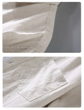 WIAOFELLAS  -  New Summer Men's Pocket Cardigan Square Collar Shirt Casual Cotton Linen Basic Short Sleeve Thin Style