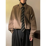 WIAOFELLAS  -  Long-sleeved Shirt Men Solid Color Japanese Retro Spring Loose Brown Trendy Versatile Cardigan