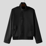 WIAOFELLAS  -  Men Jackets Solid Color Stand Collar Long Sleeve Zipper Button Male Coats Streetwear Fashion Casual Jackets Outerwear