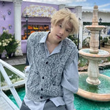 WIAOFELLAS  -  Autumn and winter American retro niche vest lazy men and women sleeveless loose knitted versatile sweater cardigan vest