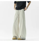 WIAOFELLAS  -  New Summer Men's Casual Pants Drawstring Contrast Color Patchwork Wide Leg Elastic Waist Straight Loose Male Bottom