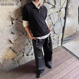 WIAOFELLAS  -  Summer New Men's Knitted Short-Sleeved Polo Shirt American Retro Fashion Trend Casual Simple Loose Breathable Niche Men's Tops