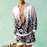 Wiaofellas  -  Set of Shirts Botanical Pattern 3D Print Fashion Shirts Casual Men Beach Shorts Summer Streetwear Hawaiian Clothes Clothing
