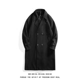 WIAOFELLAS  -  Korean Trend Men's Loose Casual Double-breasted Overcoat Autumn Winter Fashion New Long Sleeve Woolen Long Coat Cardigans Jacket