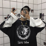 Wiaofellas  -  Men's Fake Two Pieces Printing Patchwork Loose Tops Spring Autumn Hip Hop All-match Youth T Shirts Casual Fashion Men Clothing