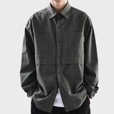 Wiaofellas  -  Loose Casual Pure Cotton Long Sleeve Shirt Jacket for Men Spring Autumn Japanese Style Workwear Style Loose Fit Classic Collar