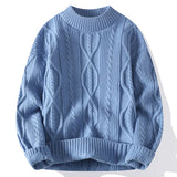 WIAOFELLAS  -  Men's Kintted Long Sleeved Sweater Men Solid Color Sweater Autumn/winter Soft Warm Comfortable Top Thick Warm Wool Pullovers