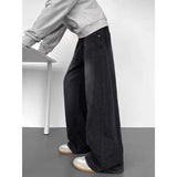 Wiaofellas  -  New Spring Autumn Men Jeans Washed Spliced Loose Wide Leg Floor‑Length Pants American High Street Hip Hop Casual Denim Trousers