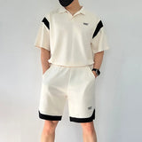 WIAOFELLAS  -  Plus Size Golf Tennis Short Sleeve Men's Polo Shirts + Shorts Summer 2 Piece Men Sports Sets Fashion Cotton V-Neck Mens Clothing