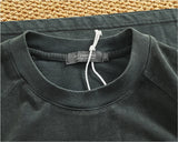 WIAOFELLAS  -  Heavy wash short sleeve T-shirt men drop shoulder sleeve solid color loose summer round neck half sleeve T