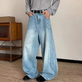 Wiaofellas  -  New Men's Vintage Washed Side Stripe Jeans Y2K Streetwear Patchwork Design Baggy Denim Pants Casual Punk Straight Jean